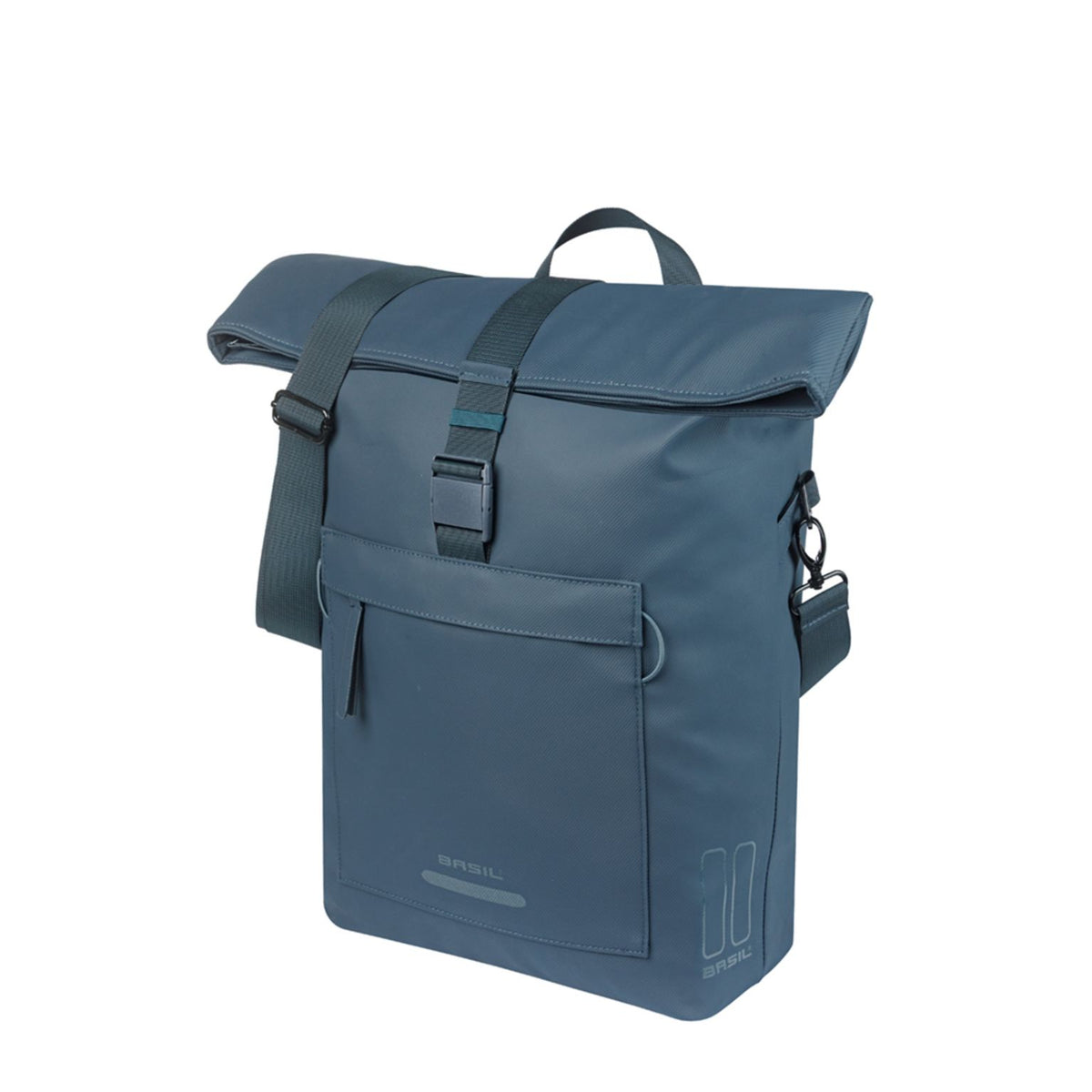 Basil Brooklyn MIK Hooks schoudertas voor fiets met 17 liter gerecycled PET, zwart, met bevestigingshaken en verstelbare schouderriem