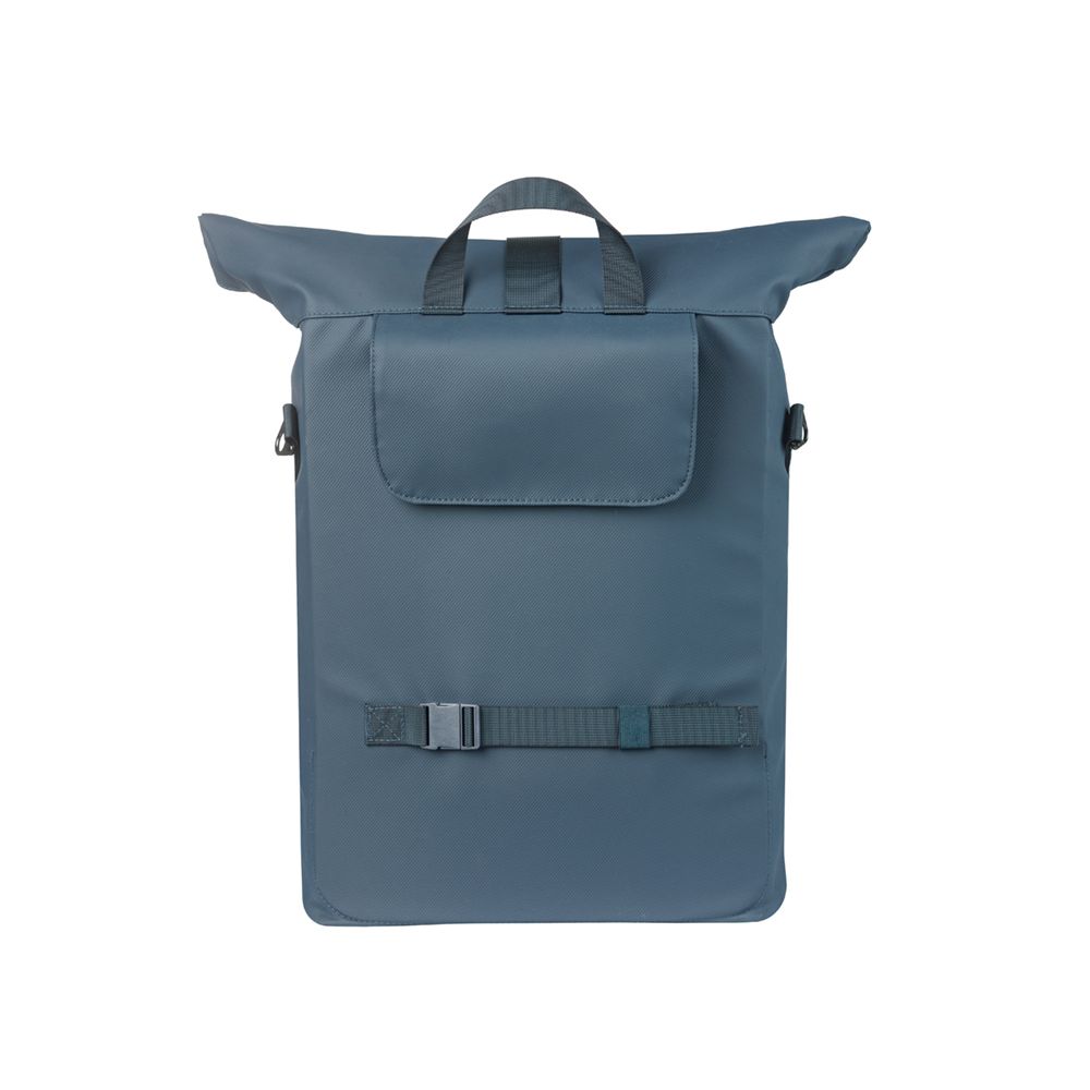 Basil Brooklyn Mik Hooks schoudertas voor fiets, 17L, gemaakt van gerecycled PET, met stijlvolle design en praktische draagriemen