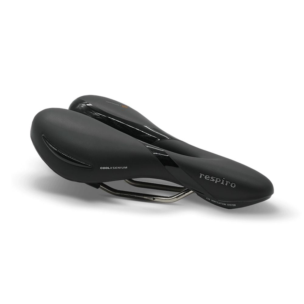 Zwart Selle Royal Respiro Moderate Royalgel fietszadel met ademende zitting, ontworpen voor comfort tijdens het fietsen