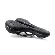 Zwart Selle Royal Respiro Moderate fietszadel met Royalgel voor comfort en ademend vermogen, zichtbaar op de afbeelding.