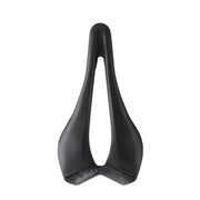Zwarte Selle Italia SLR Advan racefiets- en MTB-zadel met manganese-onderdelen, lichtgewicht en ergonomisch gevormd.