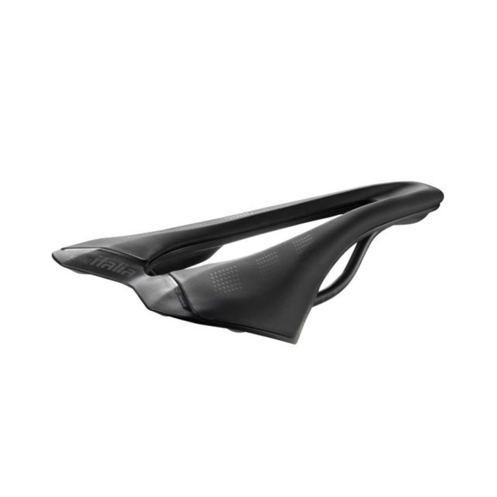 Zwart Selle Italia SLR Advan racefiets en MTB zadel met Manganese frame, lichtgewicht en ergonomisch ontworpen.