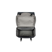 Dubbele fietstas van New Looxs Mondi Joy met 38 liter capaciteit, zwart canvas met reflectie en stevige handvatten.