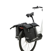 Nieuwe Looxs Cantos dubbele fietstas in zwart, 36 liter MIK 2.0 model, geschikt voor fietsdrager en ruime opslag