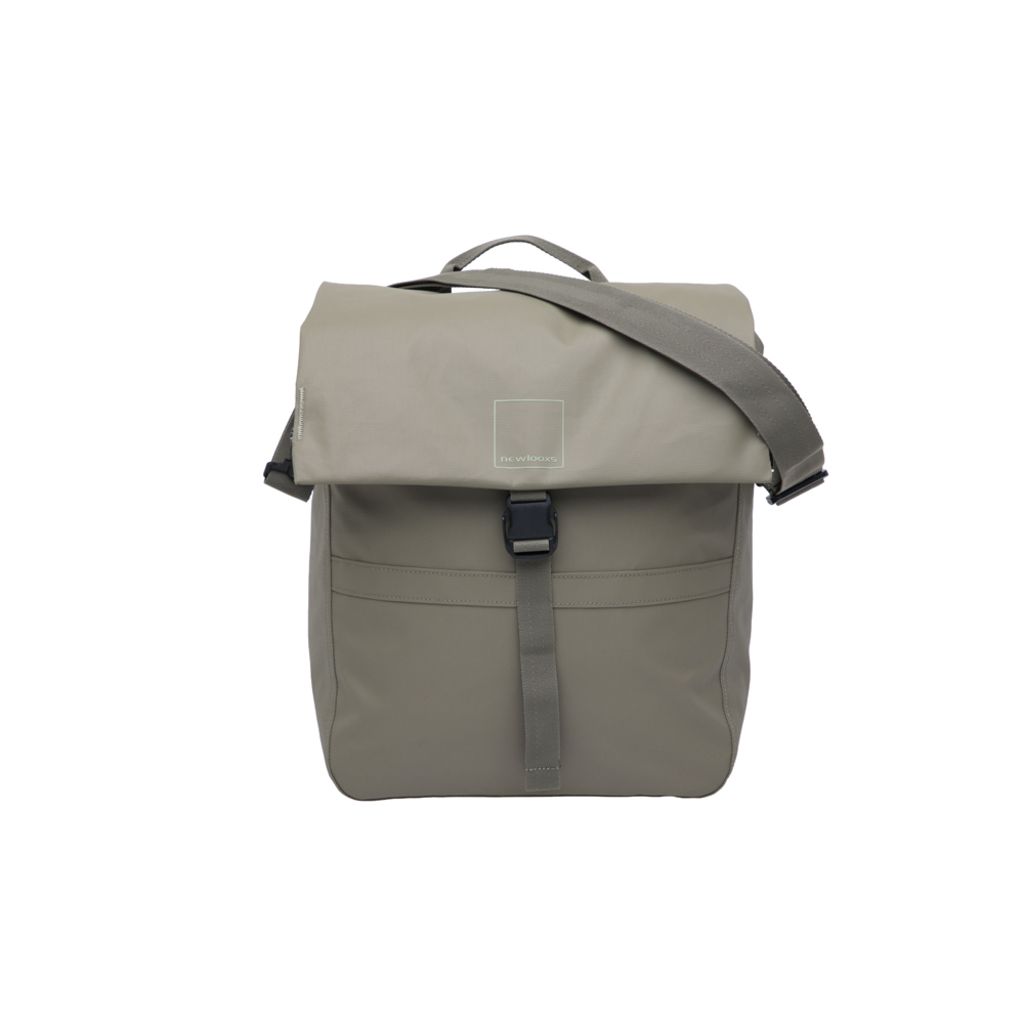 Nieuwe Looxs Leeds enkele fietstas van gerecycled polyester met 19 liter inhoud, zwart en praktisch voor dagelijks gebruik.
