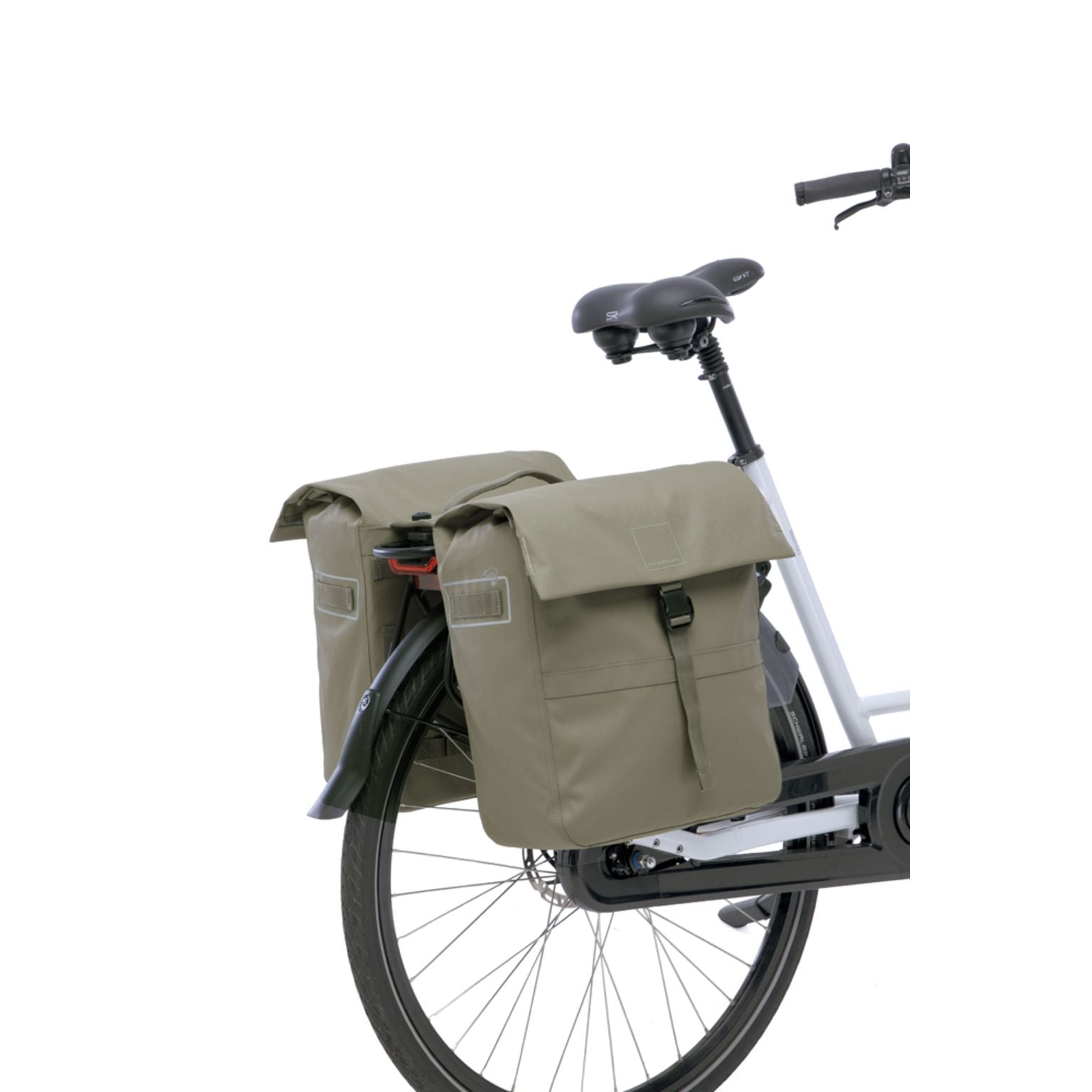 Dubbele fietstas New Looxs Leeds Double Mik 2.0, 38 liter, zwart, met ritssluiting en verstelbare banden, voor fietsen.