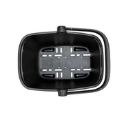 Nieuwe Looxs Clipper fietsmand achterdrager, 28 liter, gemaakt van gerecycled kunststof, geschikt voor fietsverkeer.