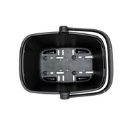 Nieuwe Looxs Clipper RT2 fietskorf met Racktime Snapit 2.0 adapter en stevige handvatten, geschikt voor stadsfietsen.