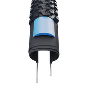 Zwarte Schwalbe 29-inch Marathon Plus MTB E-bike band met Addix Performance Smartguard, geschikt voor off-road fietsen.