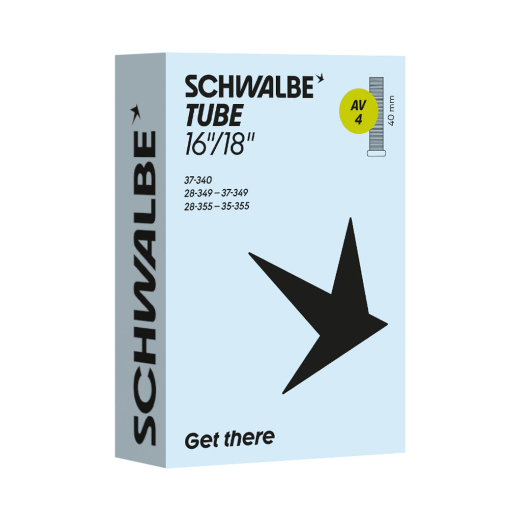 Schwalbe 18 inch binnenband met 40 mm ventiel voor fiets, geschikt voor 16-18 inch banden, model Av4, ventiel van 40 mm