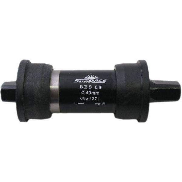 Sunrace trapas inslagcups van 127 mm voor fietstrapas, zichtbaar in de afbeelding op de fiets.
