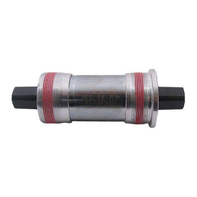 Edge vierkante trapas BSA 68 mm met aluminium cups, close-up van de trapas en onderdelen voor fiets.