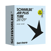 Schwalbe binnenband 28 inch Air Plus AV19AP, 28x150-250, met AV 40mm ventiel voor fietsbanden op een witte achtergrond