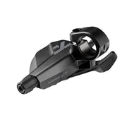 Zwarte Sram Eagle 70 T A2 12-speed achterversnelling shifter in aluminium, zichtbaar in close-up.
