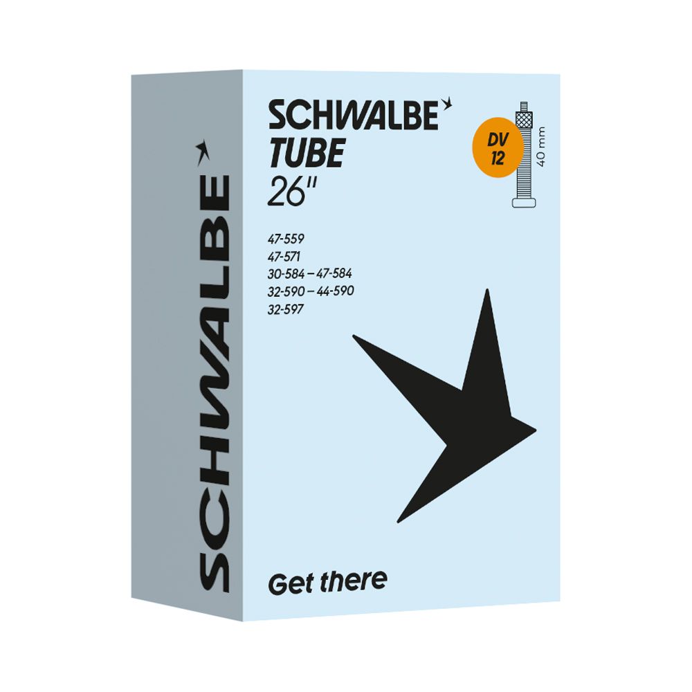 Schwalbe binnenband 26 inch DV12, 26 x 1 1/4 - 27.5 x 1.75, met 40mm ventiel, geschikt voor fietsbanden