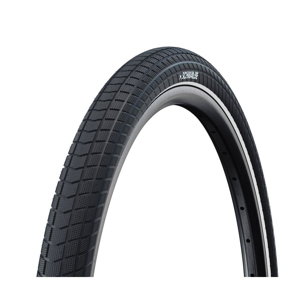 Zwarte Schwalbe Super Moto-X 20-inch stadsfiets buitenband met ADDIX GreenGuard, 62-406, voor duurzame stadsritten.