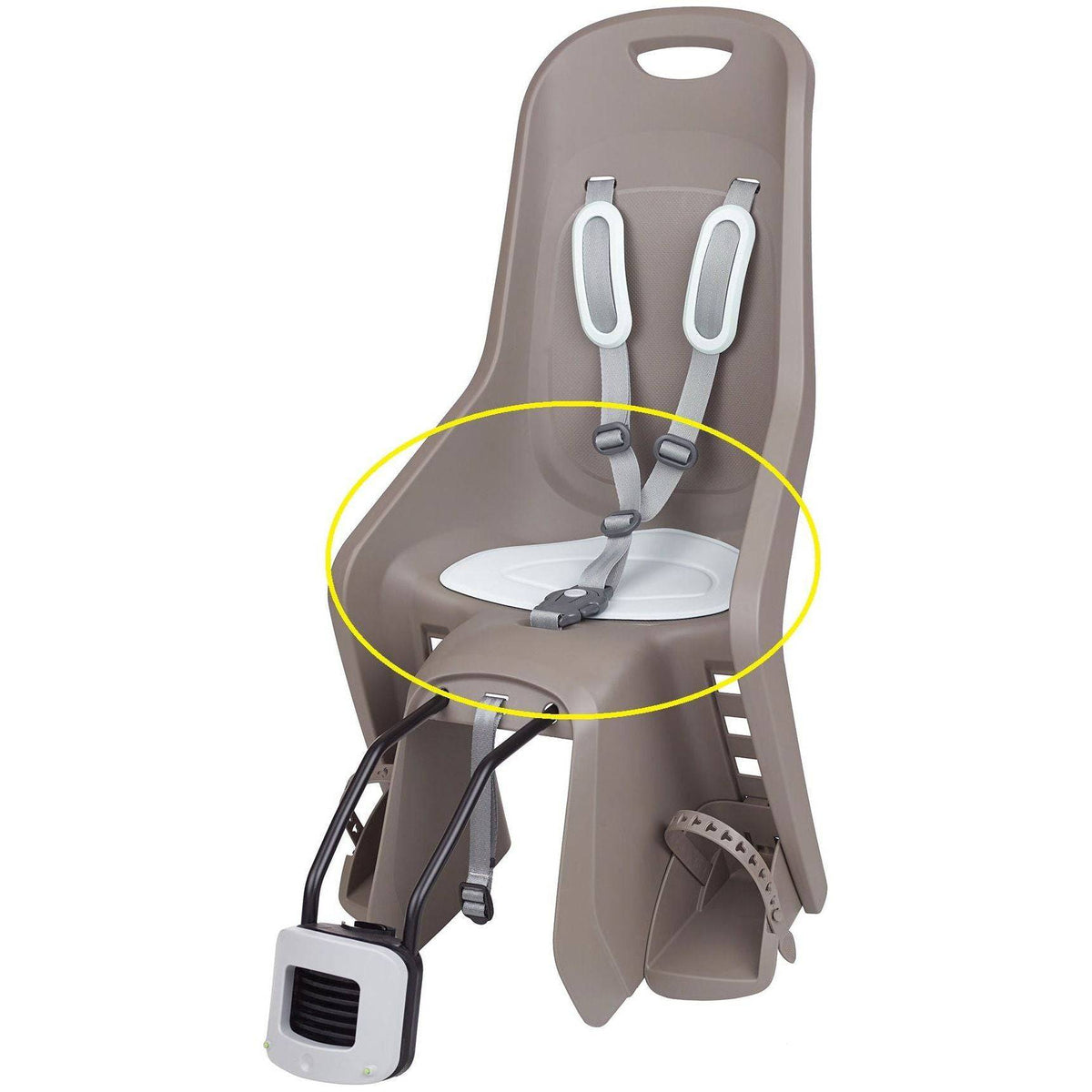 Polisport Bubbly Maxi kinderzitje kussen in grijs, comfortabel fietsstoeltjes accessoire, zachte bekleding voor jonge kinderen