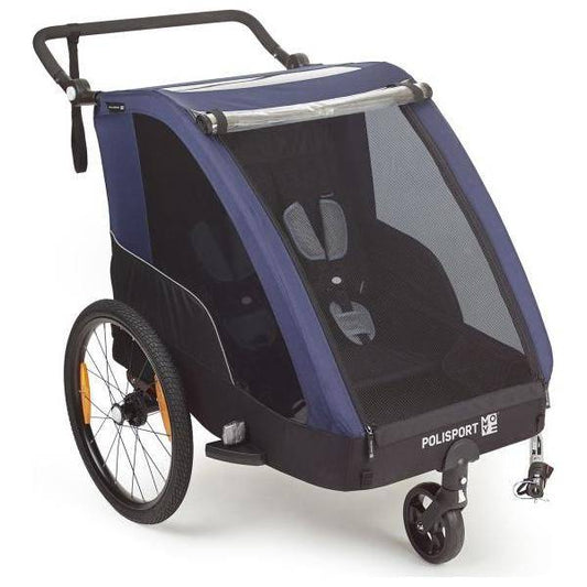 Polisport Kindertrailer Met Wandelkit - Grijs/Blauw - Le Coq Wielerartikelen