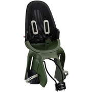 Qibbel Air kinderzitje achter voor fiets, framebevestiging, geschikt voor kinderen tot 2,5 kg, zwart en stevig ontworpen.