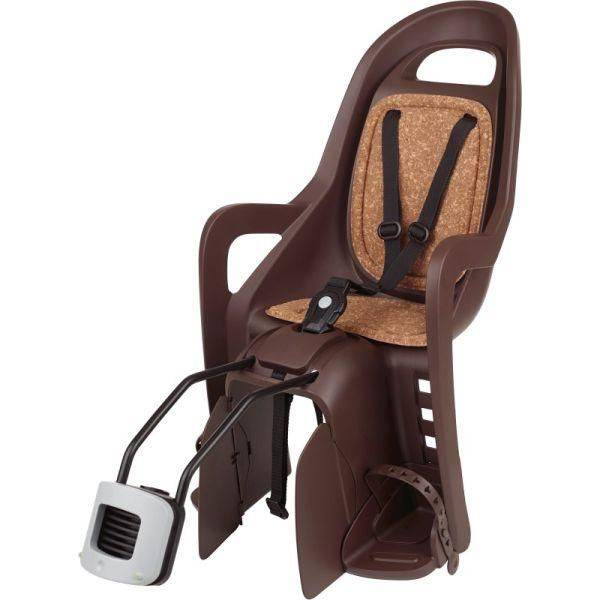 Polisport kinderzitje achter voor fiets, donkerbruin, Groovy FF Bio model, veilig en comfortabel voor kinderen