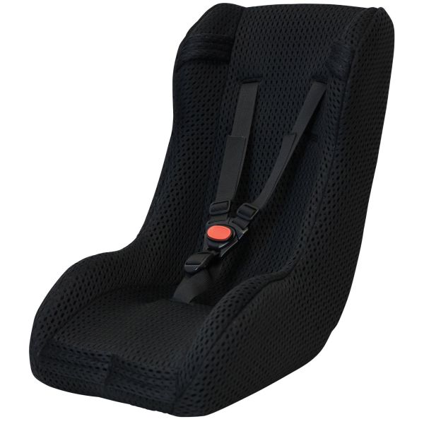 Edge Cargocomfy babyschaal voor bakfiets, zwart, geschikt voor 0-9 maanden, met 3-punts gordel en comfortabele zitpositie.