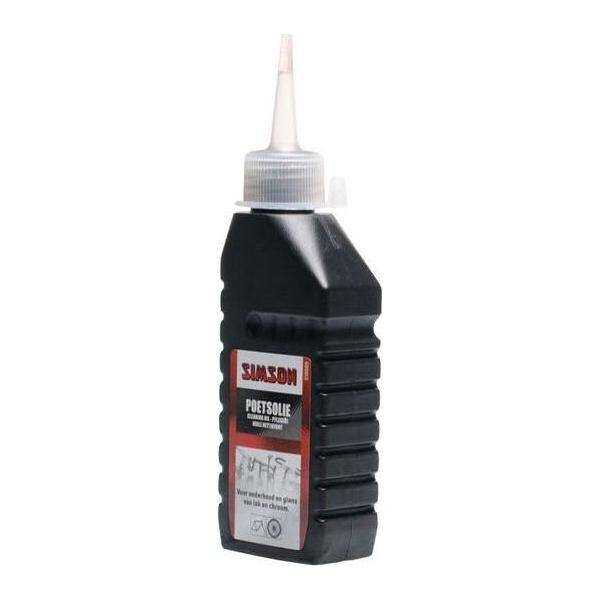 Simson poetsolie 100ml en waspoeder in verpakking, geschikt voor het reinigen en onderhouden van textiel en stoffen.