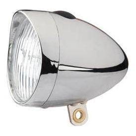 Edge Retro koplamp met 3 LED's in chroom, inclusief batterijen, voor fietsverlichting en stijlvolle uitstraling.