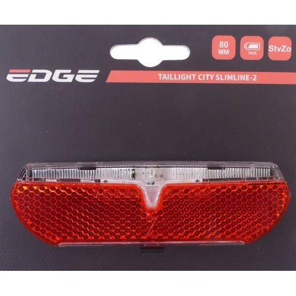 Edge Dragerachterlicht City Slimline-2 - 80Mm - Stvzo Keurmerk - Incl. Batterijen - Le Coq Wielerartikelen