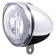 Spanninga Swingo Xdo LED koplamp met reflector en dynamo-aansluiting, chroomkleurige fietsverlichting voor voor- of achtergebruik