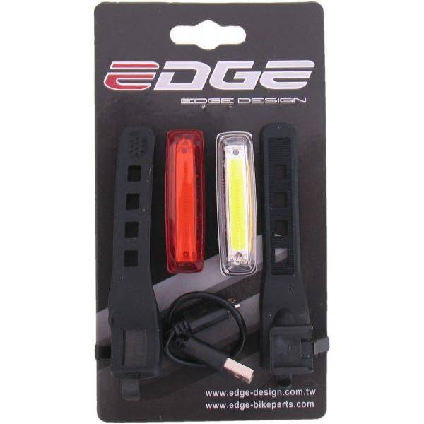 Edge Monorail USB oplaadbare achterlicht set, ultradun en verlicht voor veilige fietsverlichting, zichtbaar op de afbeelding.