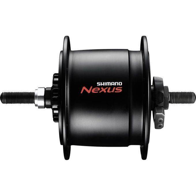 Shimano DH-C6000-3R naafdynamo met rollerremmen en 36 versnellingen, zwart, voor fiets met schakelkettingindicator.