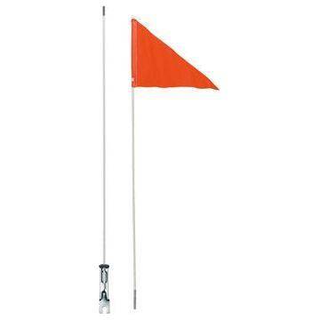 Oranje Icetoolz fietsvlag met deelbare fiberglas stok van 150 cm, geschikt voor veilige zichtbaarheid tijdens het fietsen.