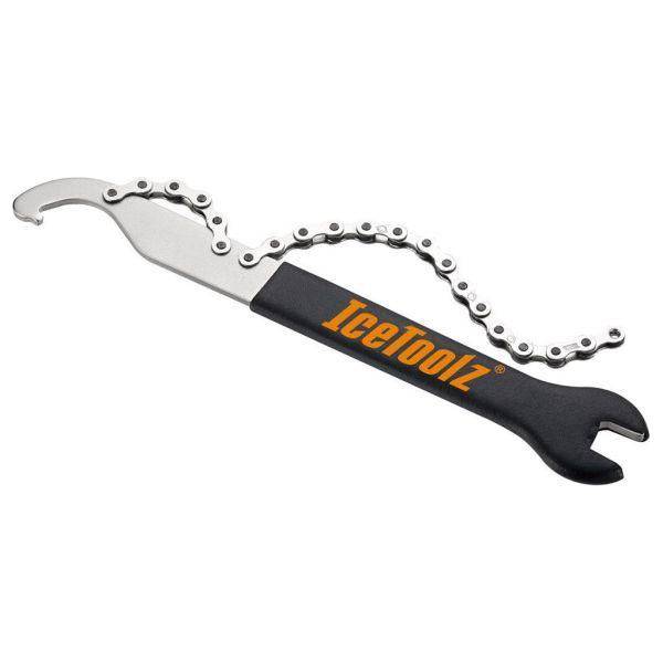 Icetoolz Multi-Speed fietspedaal gereedschap met pedaalsleutel, haak en freewheelafnemer, geschikt voor 1/2 en 3/32 inch.