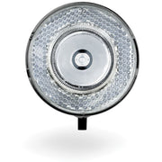 Axa Koplamp 706 met 15 Lux in donker chromen afwerking, zichtbaar op de afbeelding, geschikt voor fietsverlichting.