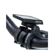 Zwarte Sigma EOX View 1300 fietscomputer voor E-bike, draadloos met duidelijk display en bedieningsknoppen.