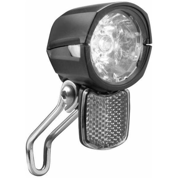 Busch & Müller Lumotec Dopp N koplamp met naafdynamo, 35 Lux, helder licht, geschikt voor fietsverlichting, zwart design