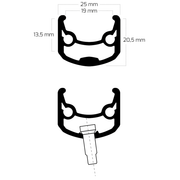 Zwarte Ryde Velg Andra 30 28" aluminium met 32 gaats en 14G, geslepen afwerking, zichtbaar in de afbeelding.