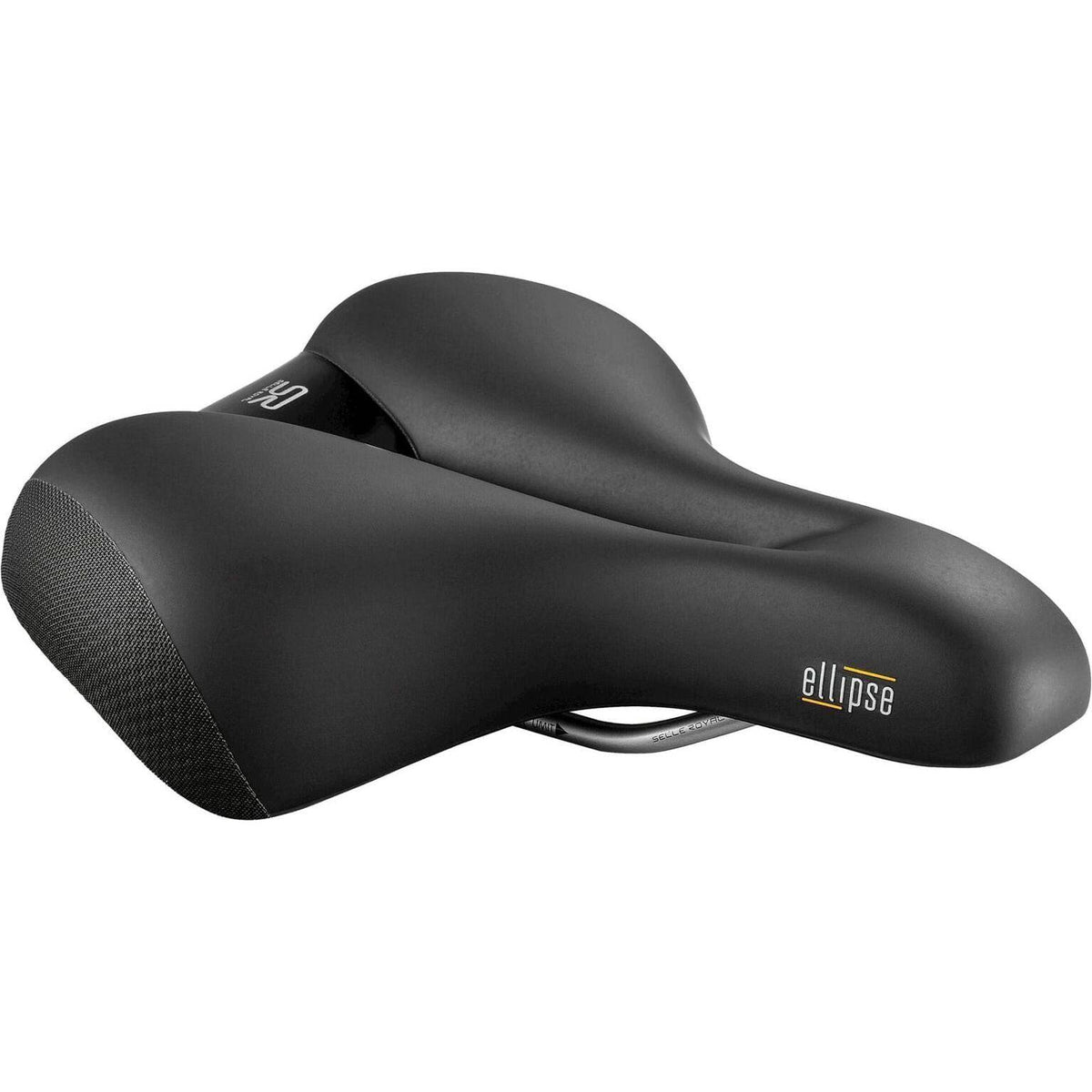 Zwart Selle Royal Ellipse Relaxed Urban Life fietszadel met ergonomisch ontwerp voor comfortabel stadsfietsen.