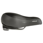 Velo Newport Gemini stadsfiets- en e-bike zadel met comfortzitting, 245x212 mm, zonder zadelklem, geplaatst op een fiets