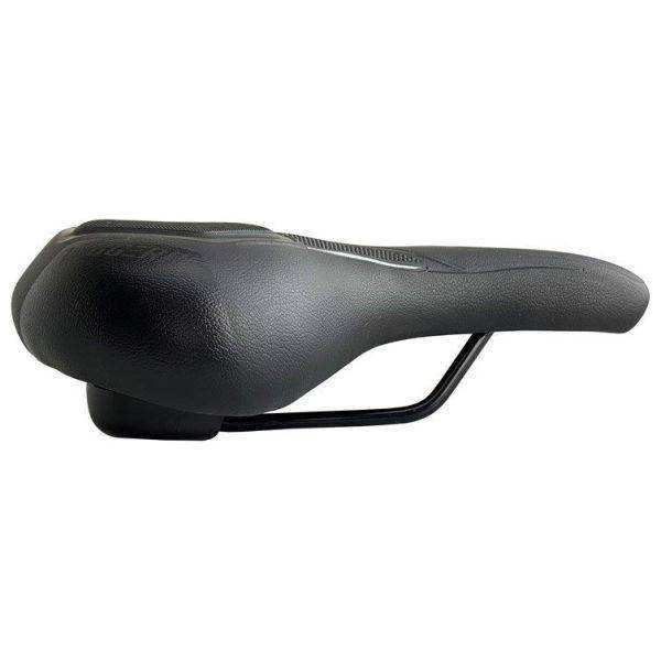 Zwart Selle Bassano Leggera Isophorm City fietszadel voor stadsfietsen en E-bikes, comfortabel en lichtgewicht ontwerp.