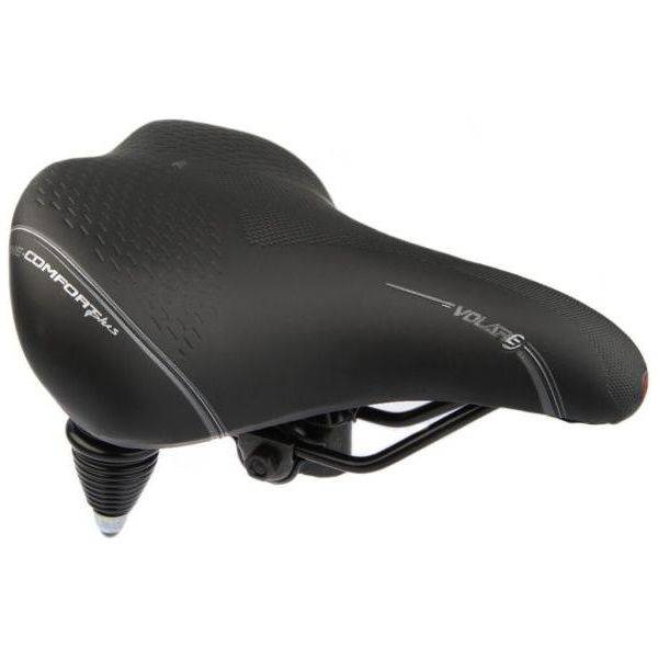 Zwart Selle Bassano Volare XXL cruiser fietszadel voor stads- en E-bike, comfortabel en breed met gelvulling.
