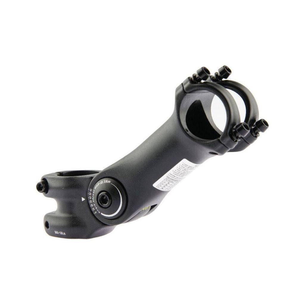 Zwarte Primax E stuurpen, 125mm extensie, balhoofdbuis Ø28.6mm, klemdiameter Ø31.8mm, geschikt voor racefiets.