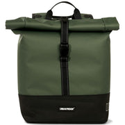 Urban Proof dubbele fietstas van gerecycled materiaal, 38 liter rolltop ontwerp met dubbele bevestiging voor fietsgebruik.