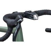Zwarte Busch & Müller koplamp Led "Ahead 35" met helder licht en stevige behuizing, geschikt voor fietsverlichting.