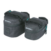 Basil Discovery 365D waterdichte zadeltas voor fietsen, zwart, met verstelbare riemen en waterafstotende stof.