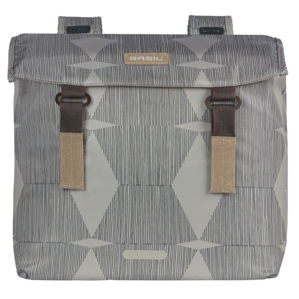 Basil Elegance dubbele fietstas in groen, ruime 40-49 liter bagage, geschikt voor fietsaccessoires en boodschappen
