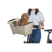 Basil Buddy KF hondenfietsmand voorop met bevestigingssysteem, geschikt voor kleine honden, zwart kunststof met draagriem.