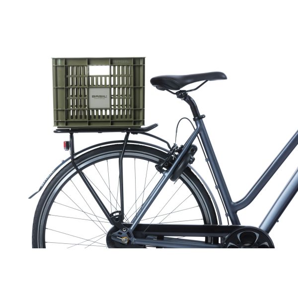 Basil M fietskrat van gerecycled kunststof, 29,5 liter, geschikt voor fiets en bagagedrager, stevige en milieuvriendelijke fietskrat