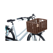 Basil Crate L 40 liter fietskrat van gerecycled kunststof, geschikt voor fietsaccessoires, zichtbaar met open structuur en handvatten