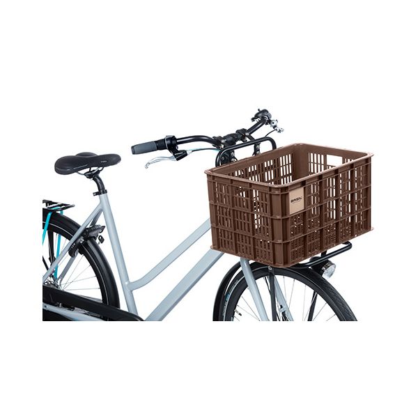 Basil Fietskrat L 40 liter van gerecycled kunststof, geschikt voor fietsen, met openingen en stevige constructie